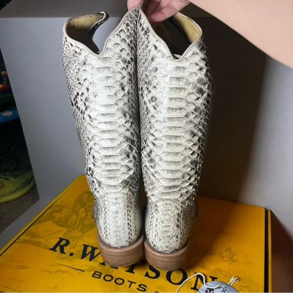 R. Watson Women's Python Skin Cowboy Boots size 8 - Picture 5 of 7